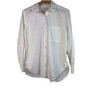 Free Assembly Women's S White Relaxed Fit Long Sleeve Collared Button Up Shirt